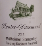 Reuter Dusemund Muelheimer Sonnenlay Riesling Kabinett feinherb 0,75l 2023er